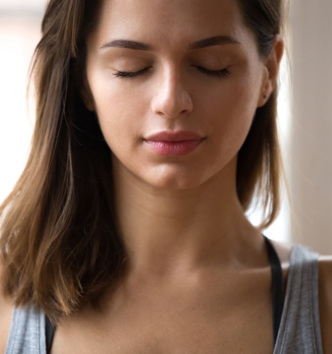 peaceful lady with eyes closed